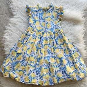 Y2K Isaac Mizrahi Dress Girls Size 5 Sleeveless Yellow Blue Flower Floral